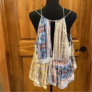 NWT Free People Bellini Patchwork Tank Top-Ivory Combo